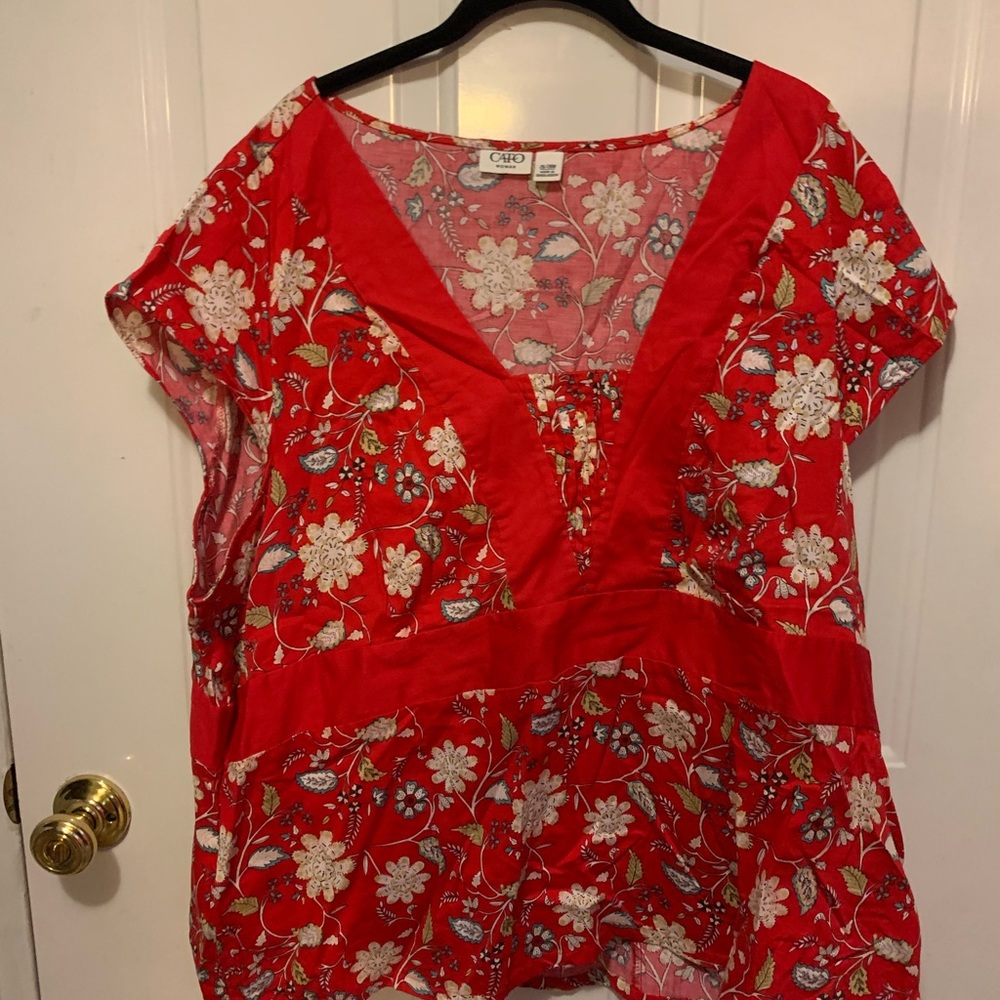 I Red Floral Women's Top